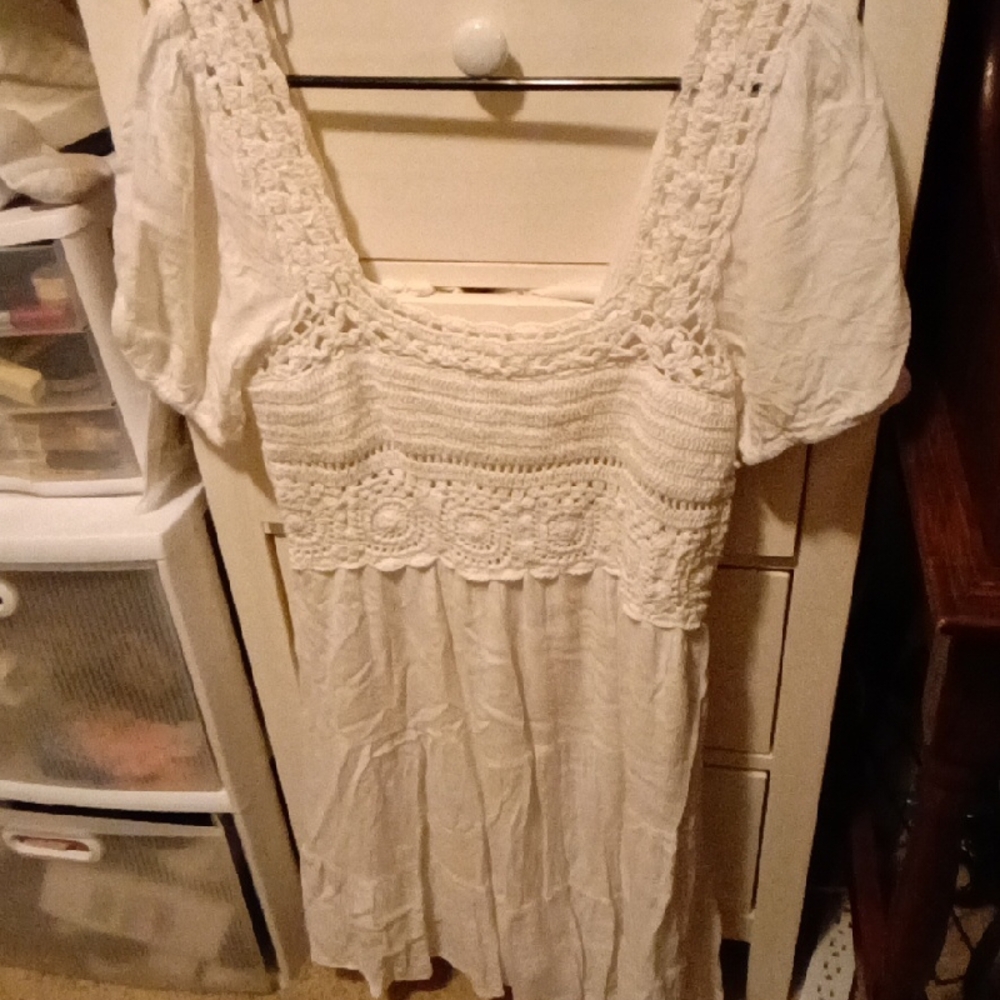 Cream Crochet Boho Dress